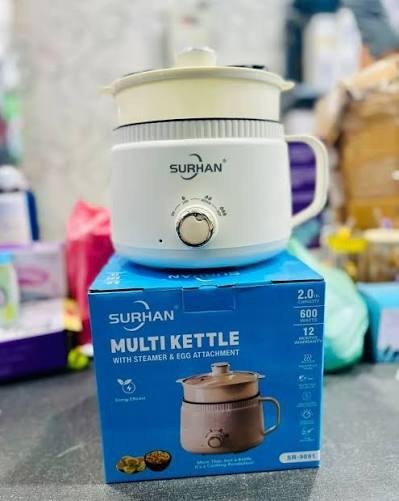 Surhan Electric Hot Pot with Steamer, 2L Multi-Functional Non-Stick Cooking Pot | Dual Power, Ceramic Glaze Coating, Ideal for Ramen, Pasta, Steak, Soup & Quick Heating