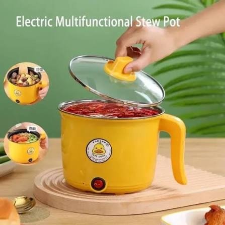 Electric Cooking Pot Nonstick, Portable Mini Hot Pot with Glass Lid & Stay-Cool Handle | Multipurpose Electric Cooker for Ramen, Soup, Steamer & Sauté