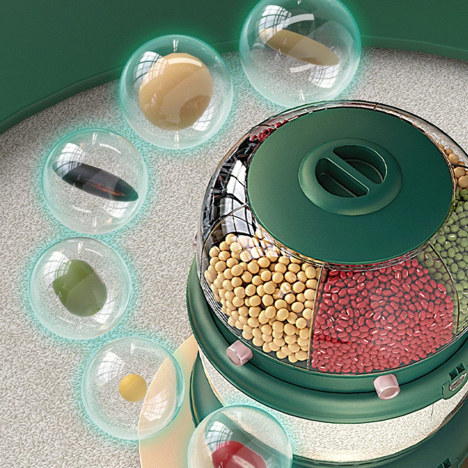 9Kg Rotating Cereal Dispenser, Large Capacity Dry Food Storage with Dual/Multi Control Dispensing | Airtight BPA-Free Container for Kitchen Organization, Rice, Grains & Snacks