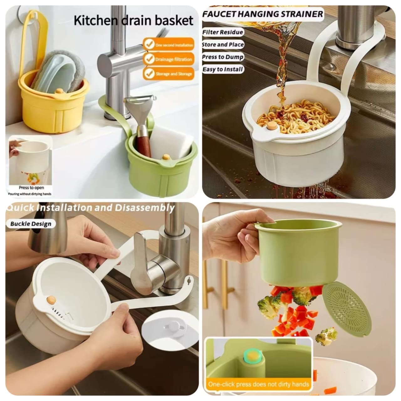 2IN1 Sink Drain Faucet Hanging Basket