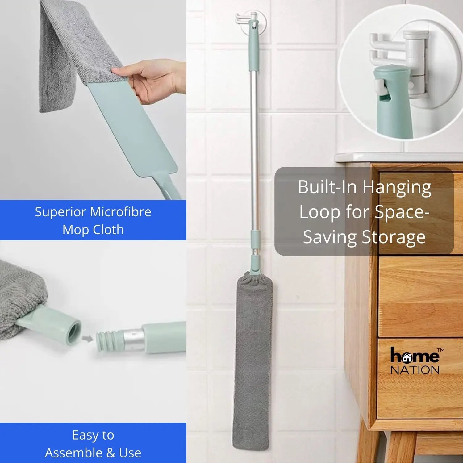 Microfiber Long Handle Flexible Gap Duster, Retractable Extendable Dust Cleaner with Washable Microfiber Cloth, Bendable Gap Cleaning Brush for Under Refrigerator, Furniture, Sofa, Bed & Appliances